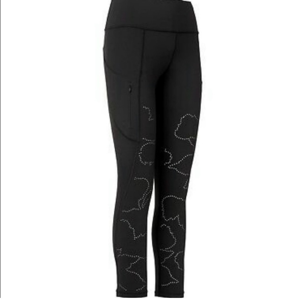 Athleta All In Motion Legging Floral Laser Cut Black Size M